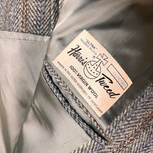 Vintage Harris Tweed Size 42R Wool 2 Button Blazer Sport Coat Jacket Classic - Picture 10 of 15